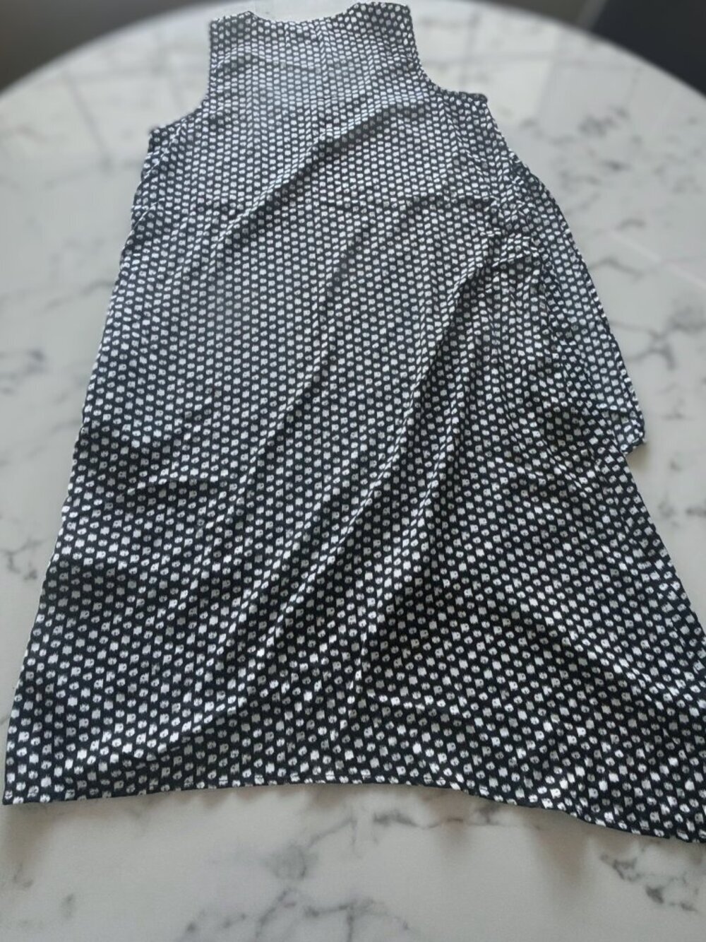 Liverpool Black White Geometric Dot Sleeveless Dress High Low M Wedding Guest - Picture 8 of 12